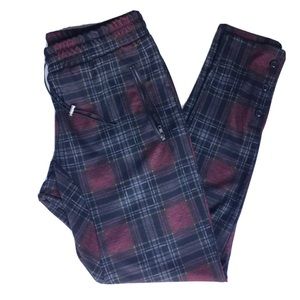 KOLLAR Men’s XXL Button Pant Maroon Plaid Tapered Pants